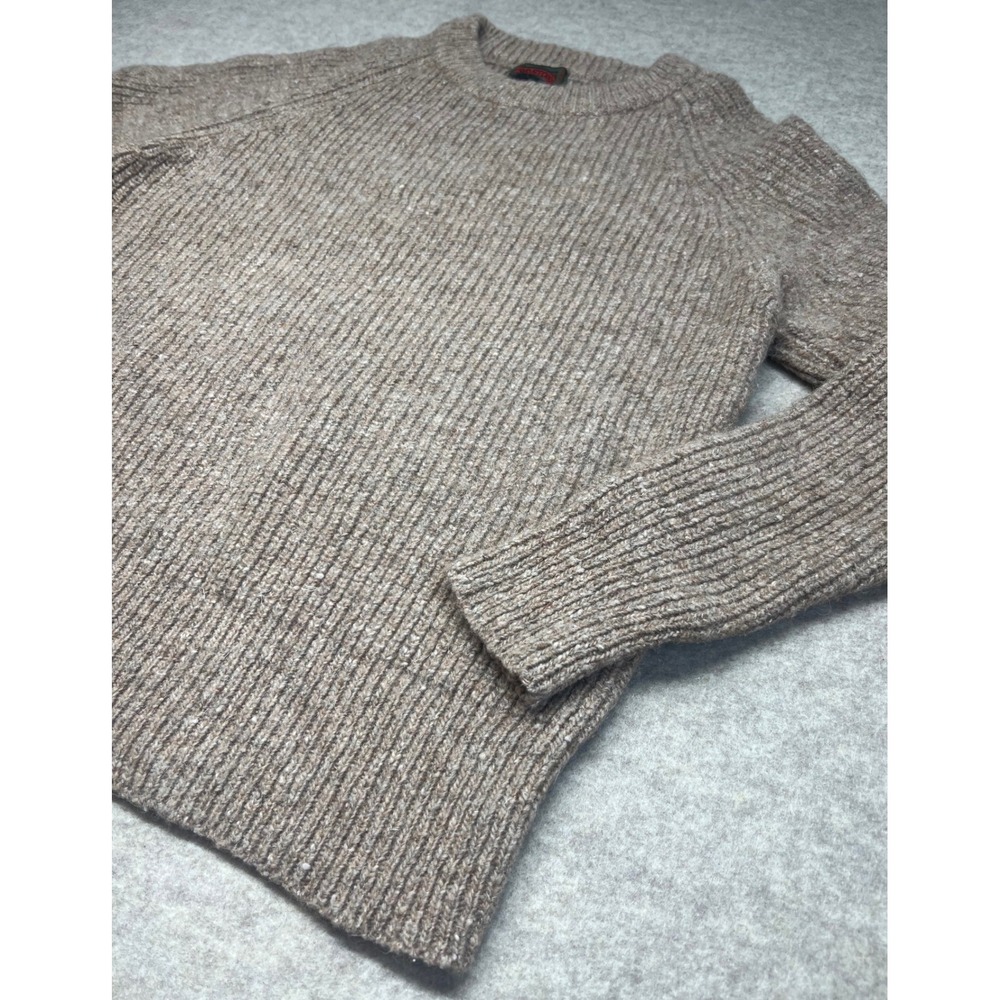 Boston Traders Sweater Mens Large Tan Wool Blend Ribbed Knit Crewneck Raglan - Picture 6 of 10